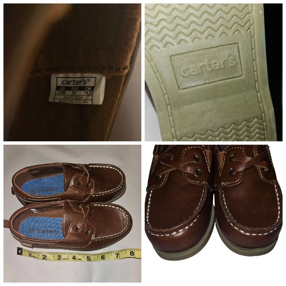 Carter’s Toddler Boys Boat Shoes Size 12 Brown Slip-On Casual Classic Style